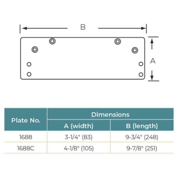 Norton 1688C-689 Door Closer Mounting Plates Drop Plate, 1600 Series, Aluminum