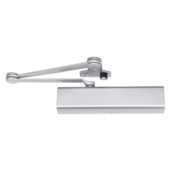 Norton 210-HDN heavy duty surface door closer, aluminum 689 finish, tri-mounted non-handed with regular arm