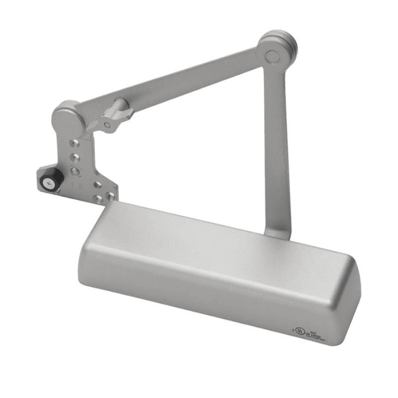 Norton 410XHDH heavy duty door closer, 689 aluminum finish, push-side hold open arm with removable stop
