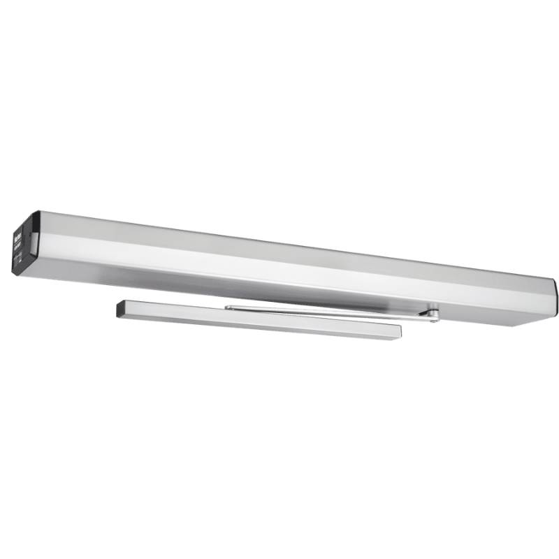 Norton 6211-689 low energy door operator in aluminum finish with slide track and rigid arm