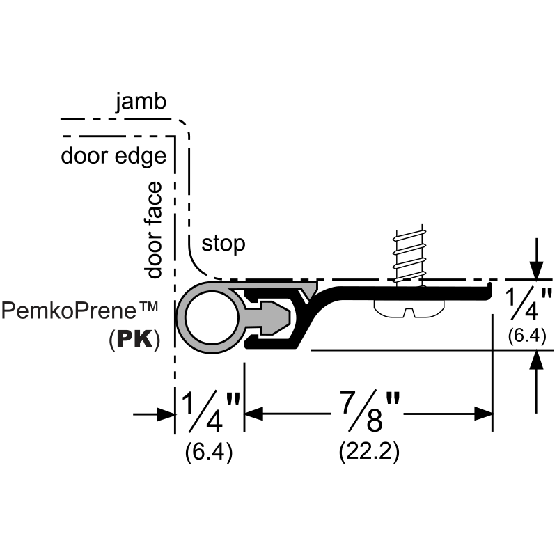 Pemko 303DPK Standard Perimeter Gasketing  PemkoPrene Dark Bronze Aluminum dimensions