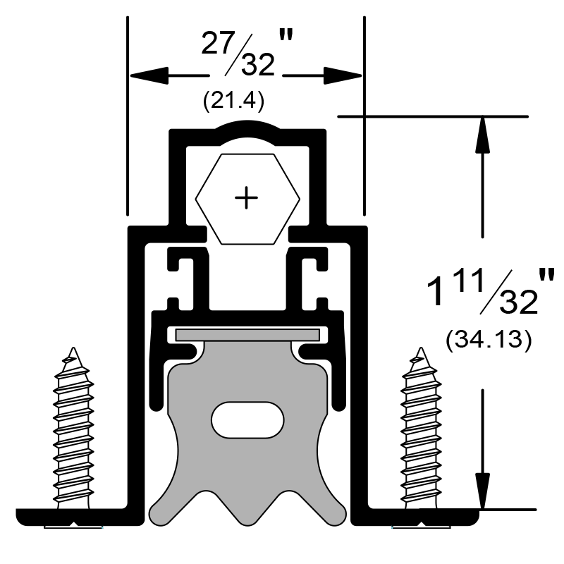 Pemko 434ARL Automatic Door Bottom Mortise Sponge Neoprene Mill Aluminum dimensions