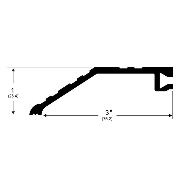 Pemko 566A Offset Half Saddle Threshold, 3 In Width, 1 In Height Offset, Mill Finish Aluminum