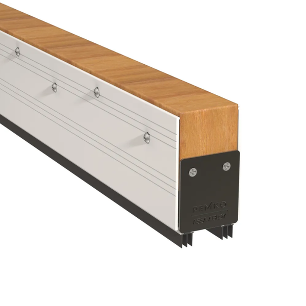 Pemko XG2212-WSPPK773BL Commercial Door Bottom, U-Shaped Shoe, For 1 3/4" Thick Door, Fire Rated, White Suede Powder Coat