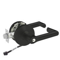 Sargent RX-10XG04-LMW-BSP black storeroom cylindrical lock, request to exit, LA keyway lever with keyed cylinder