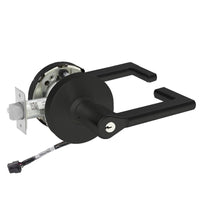 Sargent RX-10XG04-LND-BSP black finish storeroom cylindrical lock, LND lever, request to exit, keyed, with wiring harness