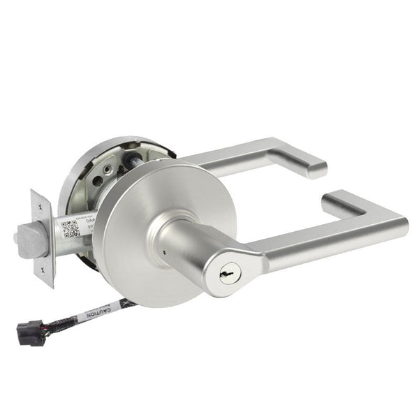 Sargent RX-10XG04-LND US26D satin chrome storeroom cylindrical lock with LND lever, keyed, request-to-exit switch