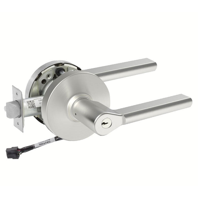 Sargent RX-10XG05-LMD-12V US26D satin chrome cylindrical lever lock with request-to-exit and keyed cylinder