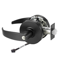 Sargent RX-10XG05-LP-12V-BSP-KD black finish cylindrical entrance lock, lever handle, keyed cylinder, request to exit wiring