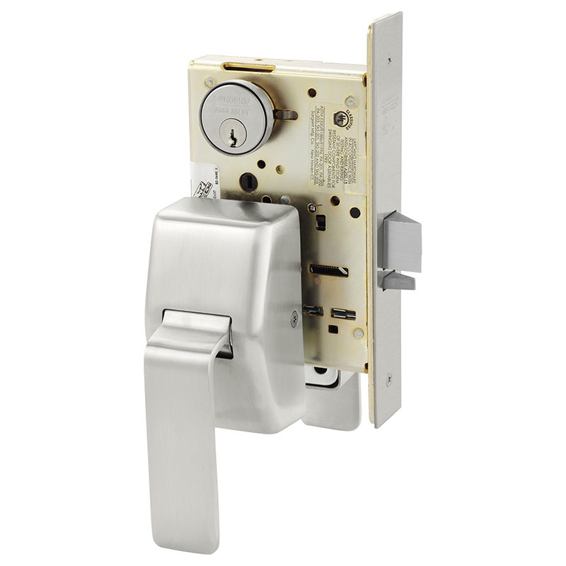 Sargent 7817-PT-US32D Asylum or Institutional Mortise Lock, with Push/Pull Trim, La Keyway, Field Reversible RHR - Right Hand Reverse