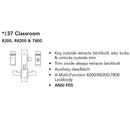 Sargent RX-LC-8237-24V-LNMI Classroom 24V Electrified Mortise Lock, LN Rose, MI Lever, RX Switch, Less Cylinder