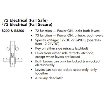 Sargent RX-LC-8204-24V-LNJ Storeroom 24V Electrified Mortise Lock, LN Rose,  J Lever, RX Switch, Less Cylinder