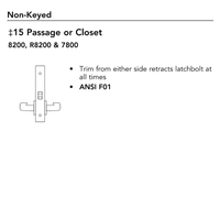 Sargent 8215 Mortise Lock, Lock Body Only, Passage or Closet Function