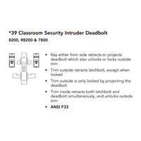 Sargent RX8239-BHW-US32D-LC Behavioral Health Mortise Lock, Classroom Security Intruder Deadbolt Function, Request To Exit Switch, BHW Trim, Less Cylinder, Satin Stainless Steel
