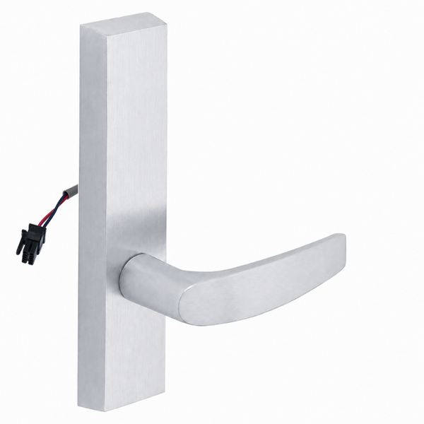 SARGENT 773-8-ETB-12V US26D electrified exit trim with B lever, satin chrome rectangular escutcheon