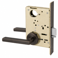 Sargent LC-8204 US10BE dark bronze storeroom mortise lock, MD lever, LN rose, field reversible, less cylinder
