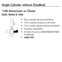 Sargent 8204 Mortise Lock, Lock Body Only, Storeroom or Closet Function, Single Cylinder
