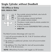 Sargent 8205 Mortise Lock, Lock Body Only, Office or Entry Function, Single Cylinder