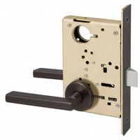 Sargent 8215-LNMD US10B oil-rubbed bronze passage mortise lock, MD lever, LN rose, field reversible