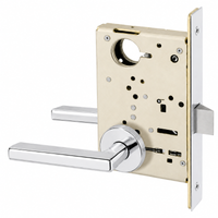 Sargent 8215-LNMD US26 passage/closet mortise lock, polished chrome MD lever, LN round rose, field reversible