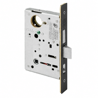 Sargent 8245 BSP dormitory/exit mortise lock body, single cylinder with deadbolt and brass faceplate