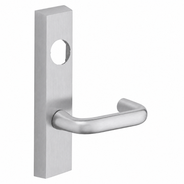 SARGENT LC-704-ETJ-US26D exit device trim with J lever, satin chrome finish, rectangular escutcheon less cylinder