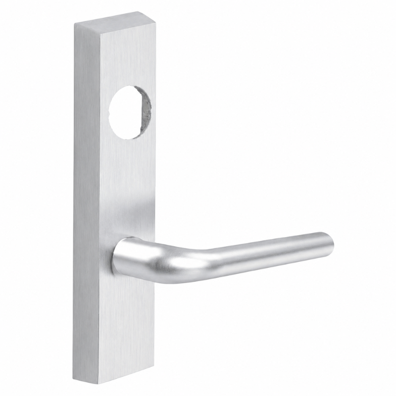 SARGENT LC-706-8-ETME-US26D exit device trim, satin chrome rectangular escutcheon with ME lever, less cylinder