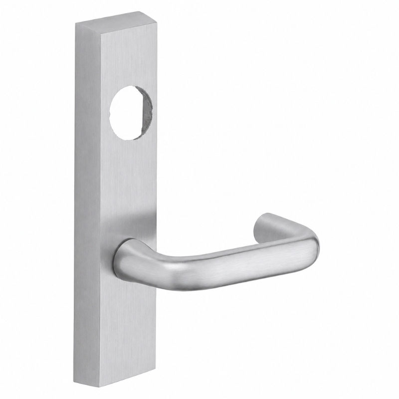 SARGENT LC-713-8-ETJ-US26D exit device trim with J lever, satin chrome finish, rectangular escutcheon