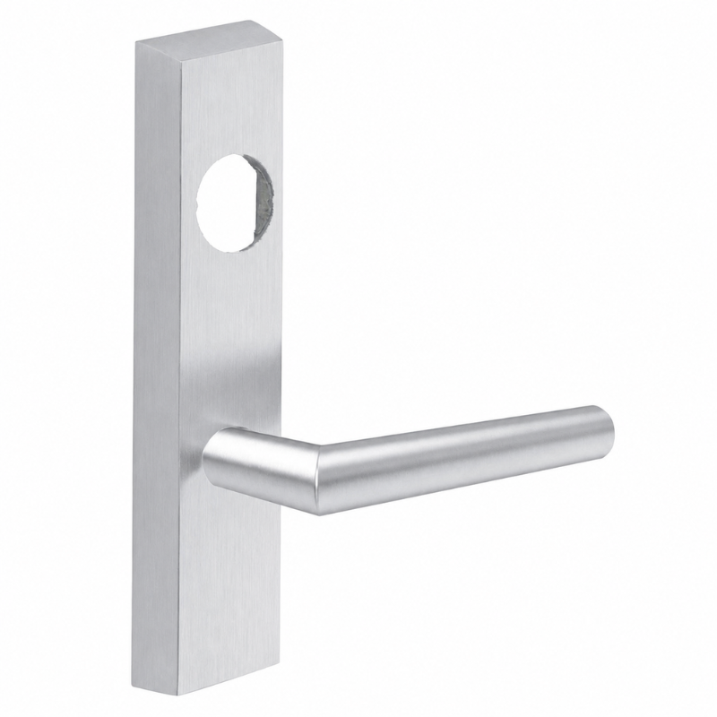 SARGENT LC-713-8-ETMI-US26D exit device trim with MI lever, satin chrome rectangular escutcheon, less cylinder