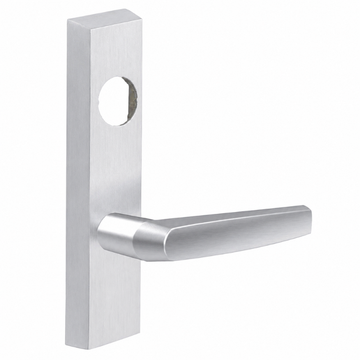 SARGENT LC-713-8-ETMJ-US26D exit device trim, satin chrome rectangular escutcheon with MJ lever
