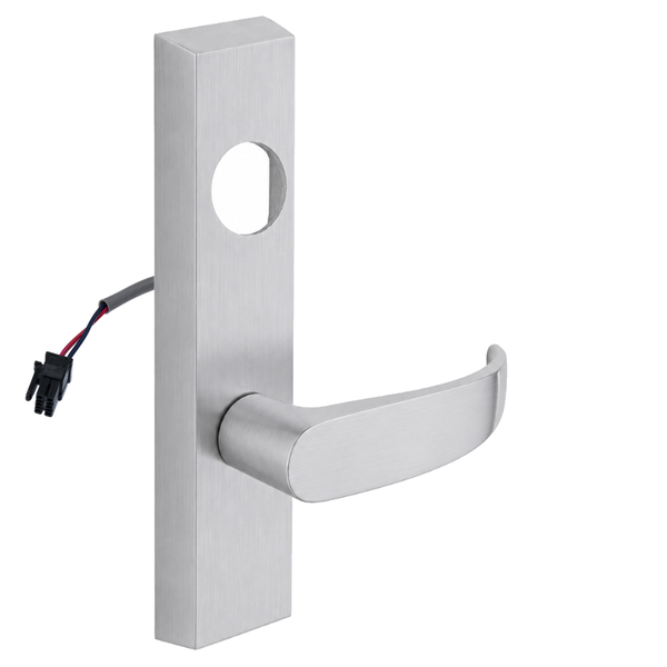 SARGENT LC-775-8-ETP-24V-US26D electrified ET trim lever, satin chrome escutcheon with curved J lever