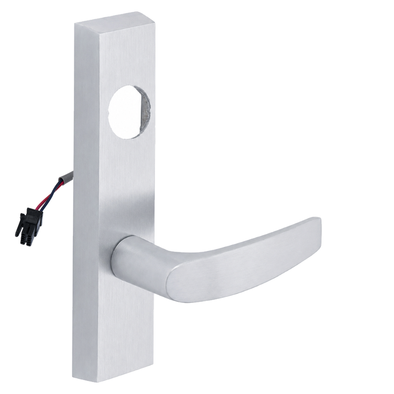 SARGENT LC-776-8-ETB-24V-US26D electrified ET trim lever in satin chrome, rectangular escutcheon, B lever