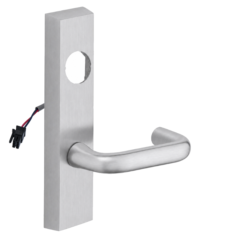 SARGENT LC-776-8-ETJ-24V US26D electrified J lever ET trim in satin chrome with rectangular escutcheon