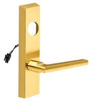 SARGENT LC-776-8-ETMD-24V-US3 electrified ET trim lever in polished brass, rectangular escutcheon, less cylinder