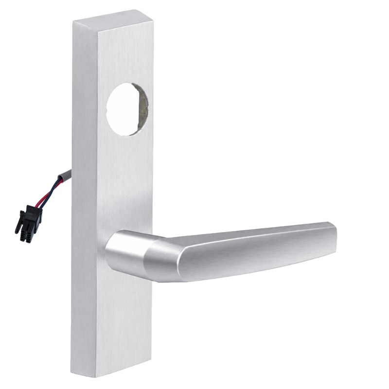 SARGENT LC-776-8-ETMJ-12V US26D electrified ET trim with MJ lever, satin chrome rectangular escutcheon