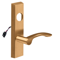 SARGENT LC-776-8-ETMV-12V-US10 electrified ET trim lever in satin bronze, rectangular escutcheon with wiring