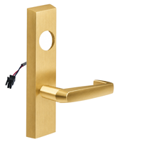 SARGENT LC-776-8-ETNJ-12V-US4 electrified ET trim lever in satin brass, rectangular escutcheon, less cylinder