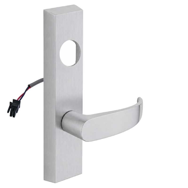 SARGENT LC-776-8-ETP-12V-US26D electrified P lever trim in satin chrome, rectangular escutcheon, less cylinder