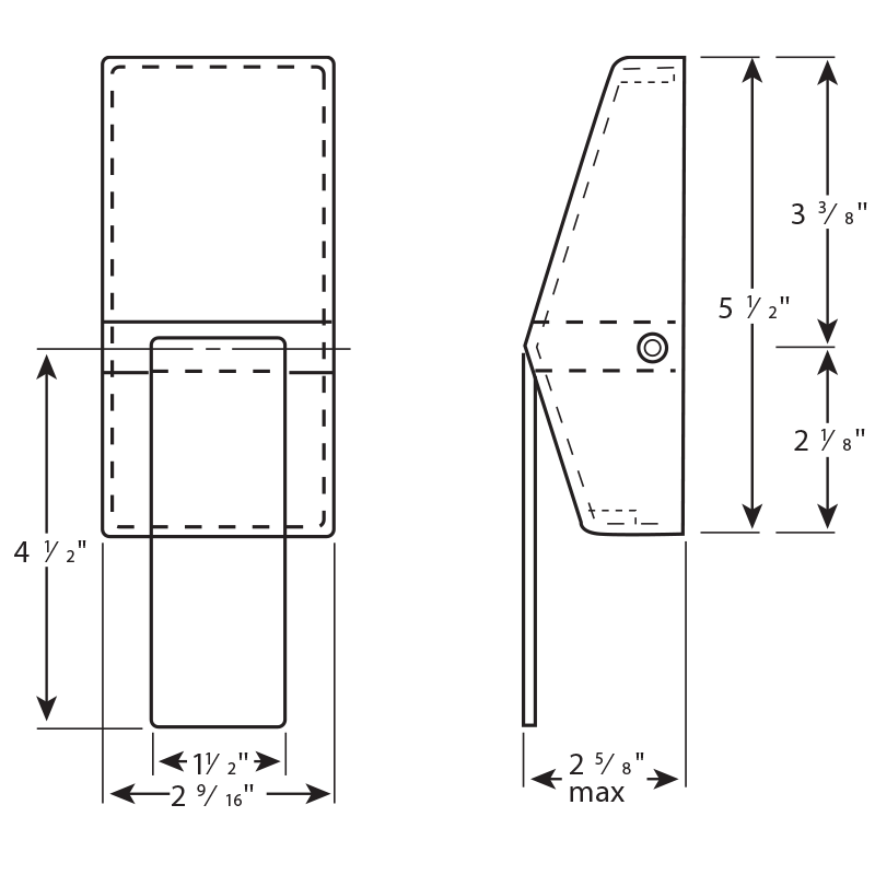 Schlage HL6 5 Hospital Push Pull Tubular Latch dimensions