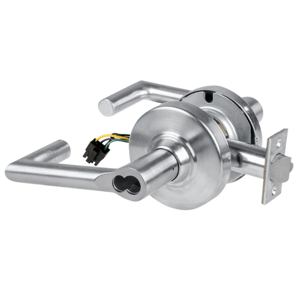 Schlage ND80BD-BRK-RX-626 storeroom cylindrical lock, satin chrome, Boardwalk lever, SFIC prep less core