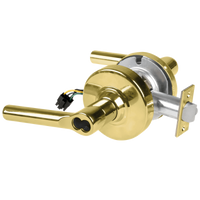 Schlage ND80BD-BRW-RX storeroom lockset, Broadway lever, bright brass 605, with latch and RX wiring