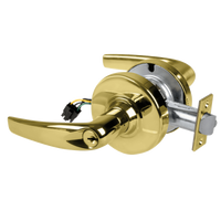 Schlage ND80PD-ATH-RX Athens lever storeroom lock, bright brass 605, keyed cylinder with request-to-exit wire