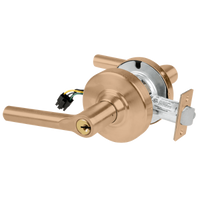 Schlage ND80PD-BRW-RX storeroom lockset, Broadway lever, satin bronze 612 finish, keyed cylinder, latch and RX wire