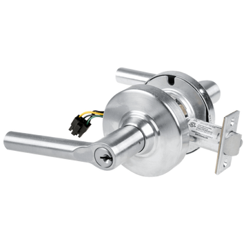 Schlage ND80PD-BRW-RX 626 storeroom cylindrical lock, satin chrome, Broadway lever with keyed cylinder