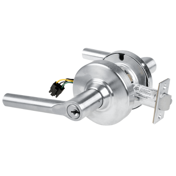 Schlage ND80PD-BRW-RX 626 storeroom cylindrical lock, satin chrome, Broadway lever with keyed cylinder