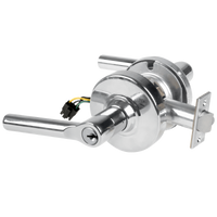 Schlage ND80PD-EL-BRW 625 electrified storeroom lock, satin chrome, Broadway lever with keyed cylinder
