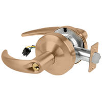 Schlage ND80PD-EL-OME electrified storeroom lockset, 612 satin bronze, Omega lever with keyed cylinder