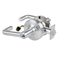 Schlage ND80PD-EL-TLR 626 satin chrome electrified storeroom cylindrical lock with tubular lever and latch