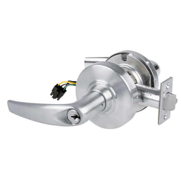 Schlage ND80PD-EU-ATH 626 electrified storeroom lock, satin chrome Athens lever with keyed cylinder