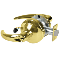 Schlage ND80PD-EU-OME-605 electrified storeroom lock, bright brass, Omega lever with keyed cylinder